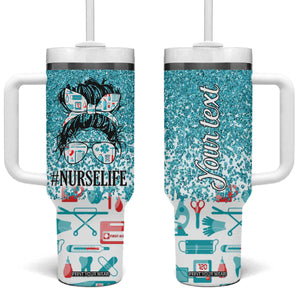 Personalized Nurse Life Tumbler With Handle with Bold Quote Illustration TS04 One Size: 40 oz Multicolor Print Your Wear