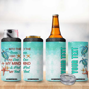 Personalized Ocean Quote 4 in 1 Can Cooler Tumbler And Into The Ocean I Go To Lose My Mind And Find My Soul TS04 Print Your Wear