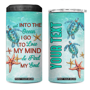 Personalized Ocean Quote 4 in 1 Can Cooler Tumbler And Into The Ocean I Go To Lose My Mind And Find My Soul TS04 One Size: 16 oz Multicolor Print Your Wear
