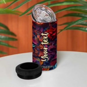 Personalized Owl 4 in 1 Can Cooler Tumbler in Colorful Garden with Plaster Carving Design TS04 Print Your Wear