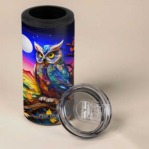 Personalized Owl 4 in 1 Can Cooler Tumbler in Night Forest with Paper Quilling Design TS04 Print Your Wear
