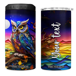 Personalized Owl 4 in 1 Can Cooler Tumbler in Night Forest with Paper Quilling Design TS04 One Size: 16 oz Multicolor Print Your Wear