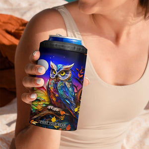Personalized Owl 4 in 1 Can Cooler Tumbler in Night Forest with Paper Quilling Design TS04 Print Your Wear