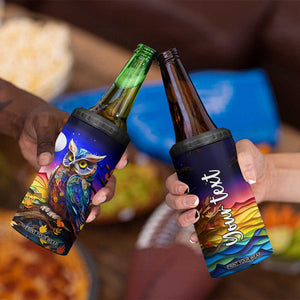 Personalized Owl 4 in 1 Can Cooler Tumbler in Night Forest with Paper Quilling Design TS04 Print Your Wear