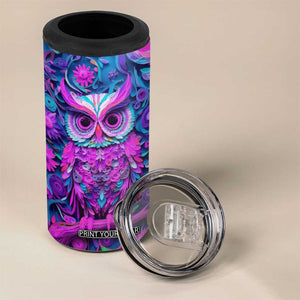 Personalized Owl 4 in 1 Can Cooler Tumbler with Purple Pink Flowers Paper Quilling Style TS04 Print Your Wear