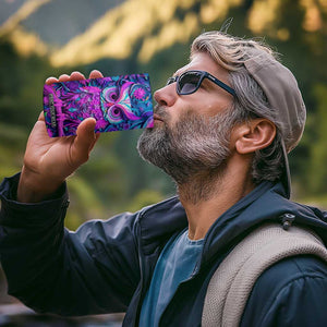 Personalized Owl 4 in 1 Can Cooler Tumbler with Purple Pink Flowers Paper Quilling Style TS04 Print Your Wear