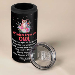 Personalized Owl 4 in 1 Can Cooler Tumbler with Wisdom From An Owl Message TS04 Print Your Wear