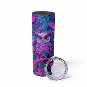 Personalized Owl Skinny Tumbler with Purple Pink Flowers Paper Quilling Style TS04 Print Your Wear