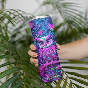 Personalized Owl Skinny Tumbler with Purple Pink Flowers Paper Quilling Style TS04 Print Your Wear