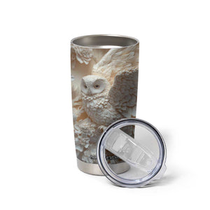 Personalized Owl Tumbler Cup with Plaster Carving Style Illustration TS04 Print Your Wear