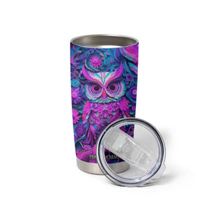 Personalized Owl Tumbler Cup with Purple Pink Flowers Paper Quilling Style TS04 Print Your Wear