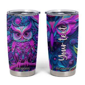 Personalized Owl Tumbler Cup with Purple Pink Flowers Paper Quilling Style TS04 Multicolor Print Your Wear