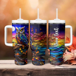 Personalized Owl Tumbler With Handle in Night Forest with Paper Quilling Design TS04 Print Your Wear