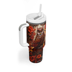 Personalized Owl Tumbler With Handle with Leather Carving Artistic Design TS04 Print Your Wear
