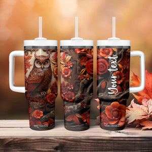 Personalized Owl Tumbler With Handle with Leather Carving Artistic Design TS04 Print Your Wear