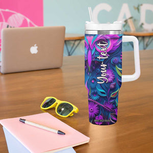 Personalized Owl Tumbler With Handle with Purple Pink Flowers Paper Quilling Style TS04 Print Your Wear