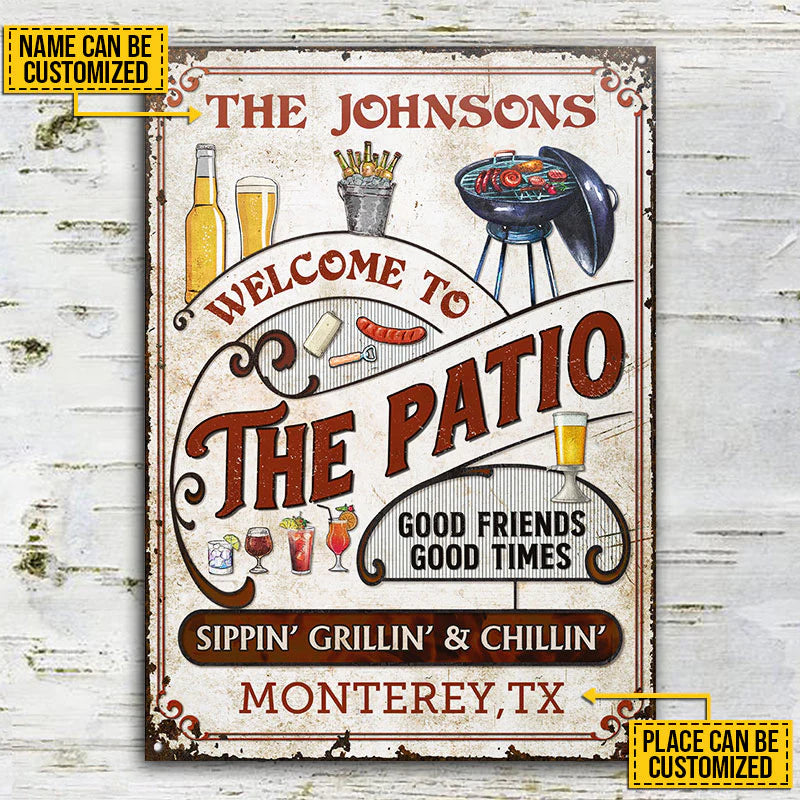 Personalized Metal Sign Patio Grilling Red Sippin Grillin CTM One Size 24x18 inch (60.96x45.72 cm) Custom - Printyourwear