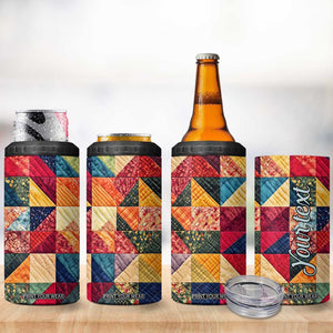 Personalized Quilting Fabric Pattern 4 in 1 Can Cooler Tumbler with Sewing Theme Design TS04 Print Your Wear