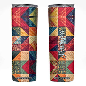 Personalized Quilting Fabric Pattern Skinny Tumbler with Sewing Theme Design TS04 Multicolor Print Your Wear