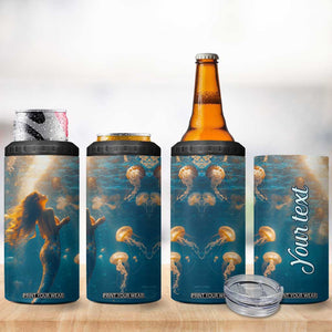 Personalized Retro Mermaid 4 in 1 Can Cooler Tumbler with Vintage Design Elements TS04 Print Your Wear