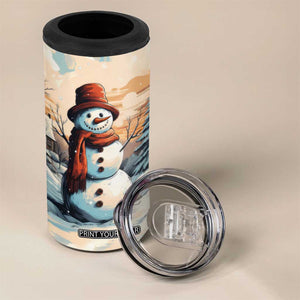 Personalized Retro Snowman 4 in 1 Can Cooler Tumbler Classic Holiday Style with Winter Cabin and Snowy Scene TS04 Print Your Wear