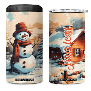 Personalized Retro Snowman 4 in 1 Can Cooler Tumbler Classic Holiday Style with Winter Cabin and Snowy Scene TS04 One Size: 16 oz Multicolor Print Your Wear