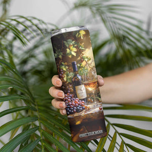 Personalized Retro Wine Design with Nostalgic Feel Skinny Tumbler Personalized TS04 Print Your Wear