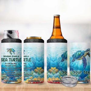 Personalized Sea Turtle 4 in 1 Can Cooler Tumbler with Wisdom From A Sea Turtle Quote TS04 Print Your Wear