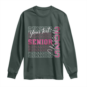 Personalized Senior 2025 Long Sleeve Shirt Custom Text Class Of 2025 Graduation Glitter Print TS11 Dark Forest Green Print Your Wear