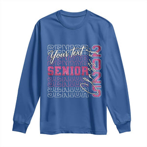 Personalized Senior 2025 Long Sleeve Shirt Custom Text Class Of 2025 Graduation Glitter Print TS11 Royal Blue Print Your Wear