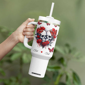 Personalized Skull Couple Tumbler With Handle with From Our First Kiss Till Our Last Breath Quote TS04 Print Your Wear