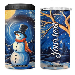 Personalized Snowman 4 in 1 Can Cooler Tumbler with Starry Night Inspired Background TS04 One Size: 16 oz Multicolor Print Your Wear
