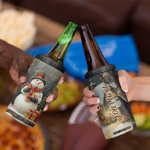 Personalized Snowman 4 in 1 Can Cooler Tumbler with Vintage Christmas Theme TS04 Print Your Wear