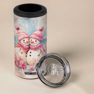Personalized Snowman Couple 4 in 1 Can Cooler Tumbler with Floral Decorative Theme TS04 Print Your Wear