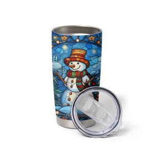 Personalized Snowman Tumbler Cup with Stained Glass Style Design TS04 Print Your Wear
