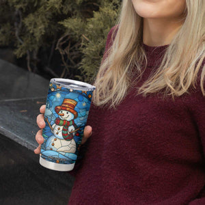 Personalized Snowman Tumbler Cup with Stained Glass Style Design TS04 Print Your Wear