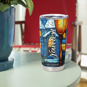 Personalized Snowman Tumbler Cup with Stained Glass Style Design TS04 Print Your Wear