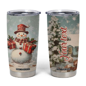 Personalized Snowman Tumbler Cup with Vintage Style Illustration TS04 Multicolor Print Your Wear
