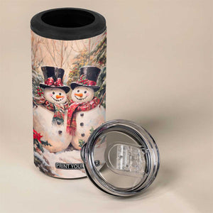 Personalized Snowmen Friends 4 in 1 Can Cooler Tumbler with Whimsical Winter Design TS04 Print Your Wear