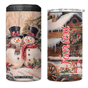 Personalized Snowmen Friends 4 in 1 Can Cooler Tumbler with Whimsical Winter Design TS04 One Size: 16 oz Multicolor Print Your Wear