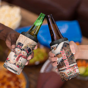 Personalized Snowmen Friends 4 in 1 Can Cooler Tumbler with Whimsical Winter Design TS04 Print Your Wear