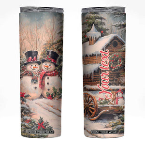 Personalized Snowmen Friends Skinny Tumbler with Whimsical Winter Design TS04 Multicolor Print Your Wear