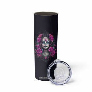 Personalized Sugar Skull Woman Skinny Tumbler with Floral Theme TS04 Print Your Wear