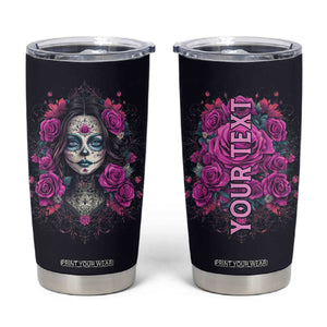 Personalized Sugar Skull Woman Tumbler Cup with Floral Theme TS04 Multicolor Print Your Wear