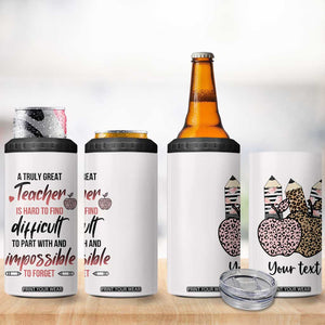 Personalized Teacher 4 in 1 Can Cooler Tumbler Quote A Truly Great Teacher Is Hard to Find Design TS04 Print Your Wear