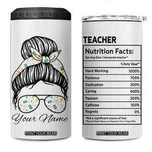 Personalized Teacher Life 4 in 1 Can Cooler Tumbler with Classroom Essentials Illustration TS04 One Size: 16 oz Multicolor Print Your Wear