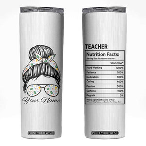 Personalized Teacher Life Skinny Tumbler with Classroom Essentials Illustration TS04 Multicolor Print Your Wear