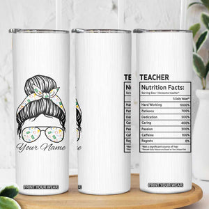 Personalized Teacher Life Skinny Tumbler with Classroom Essentials Illustration TS04 Print Your Wear
