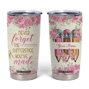 Personalized Teacher Quote Tumbler Cup Never Forget The Difference You Have Made TS04 Multicolor Print Your Wear