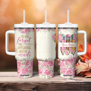 Personalized Teacher Quote Tumbler With Handle Never Forget The Difference You Have Made TS04 Print Your Wear